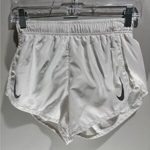 Nike White Athletic Shorts with Black Swoosh